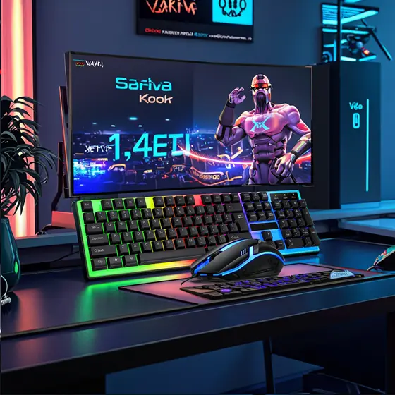 Kit Teclado e Mouse Gamer Semi Mecânico 3200dpi Iluminação RGB USB PC Notebook e Notebook Jogos e Trabalho H8