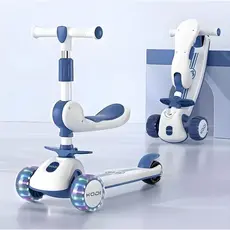 Patinete infantil dobrável 3 em 1 Assento e removível com LED e música suporta até 100 kg P15