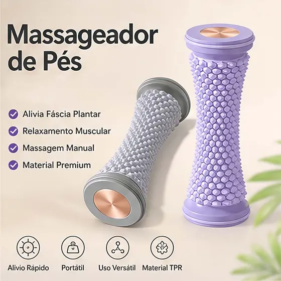 Massageador De Pés Rolo De Massagem Fáscia Plantar Relaxamento Muscular TPR Manual