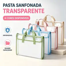 Pasta Sanfonada 13 Bolsos A4 Impermeável Resistente - Arquivo Portátil para Escola e Escritório