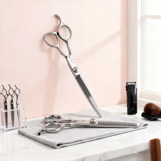 Kit De Tesoura De Corte De Cabelo , Conjunto De Tesouras De Cabeleireiro De Aço Inoxidável , Desbaste Profissional Para