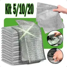 KIT 5/10/20 Pcs Pano De Limpeza De Arame Metálico Malha Não Oleosa Fogão De Cozinha Prato & Panelas