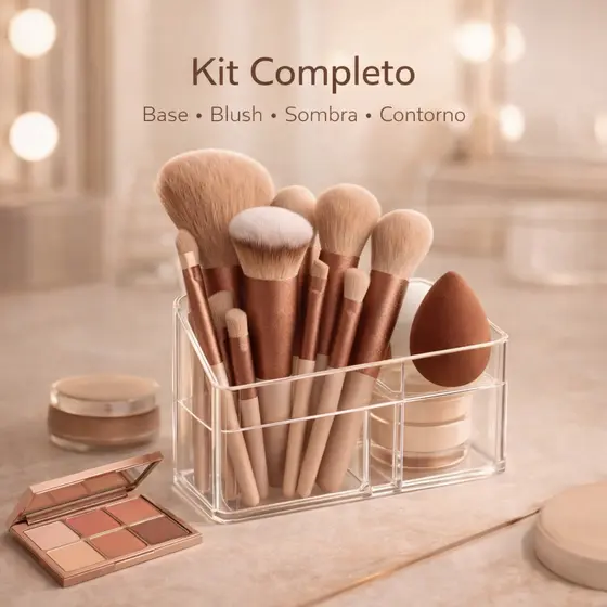 Kit 1 Pincel Maquiagem 13 Peças +1 KIT Conjunto De Pincéis 5PCS  Maquiagem Portátil  Kabuki