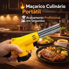 Maçarico Culinário Portátil Regulagem Gourmet Profissional Cor Amarelo