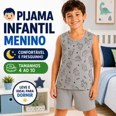 Pijama Infantil Masculino Regata Menino Verão Conjunto Leve 4 ao 10 |66| Pronta Entrega