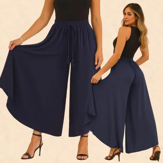 CALÇA PANTALONA FEMININA EVAZÊ GODÊ DUNA CINTURA ALTA COM DETALHE NO CARDARÇO M|G|GG |5088| PRONTA ENTREGA