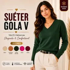 Blusa Feminina Manga Longa Gola V com Conforto e Estilo Sueter Tricô Básico |5067| Pronta Entrega