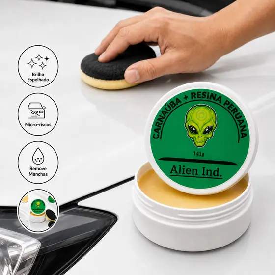 Cera Alien Carnaúba Automotiva 120g Espelhamento Cerâmico Polimento Tira Riscos Repele Água
