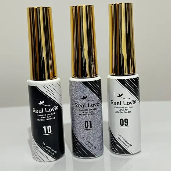Kit 3 Esmalte em Gel Line Art Efeito Spider Real Love 10 ml