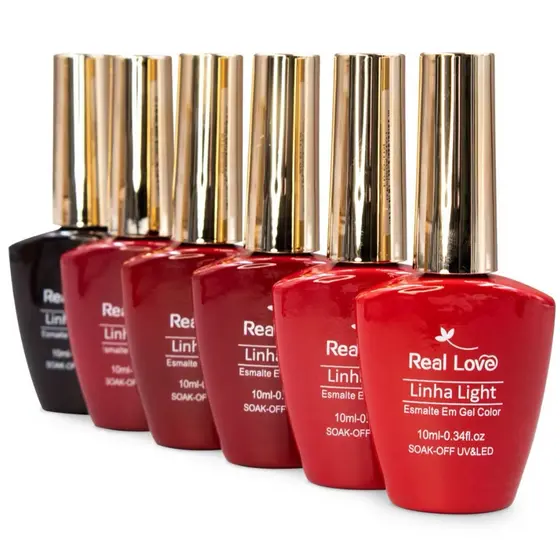 Kit 6 Esmalte em Gel Tons de Vermelho Linha Light Real Love 10 ml