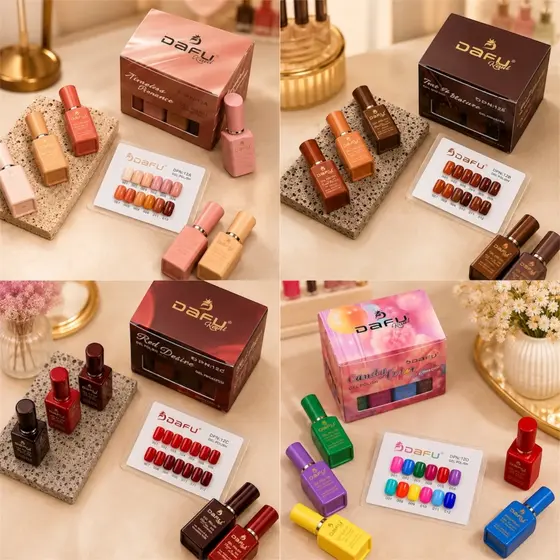 Kit 12 Esmaltes em Gel Amendoa Cremosa Dafu Tons nude 12 ml