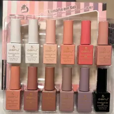 Kit 12 Esmaltes em Gel 3em1 Tons Nude-Marrom-Vermelhos Tons Pastéis Dafu 5 ml