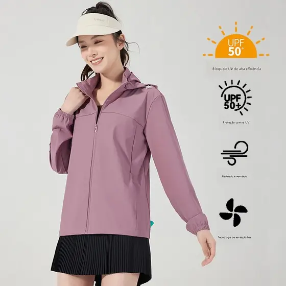 Roupa de proteção solar respirável de seda gelada para casais, para atividades ao ar livre, com proteção UV UPF50+, jaqu