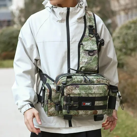 Bolsa multifuncional de grande capacidade para iscas, bolsa para armazenamento de varas de pesca ao ar livre, à prova d'