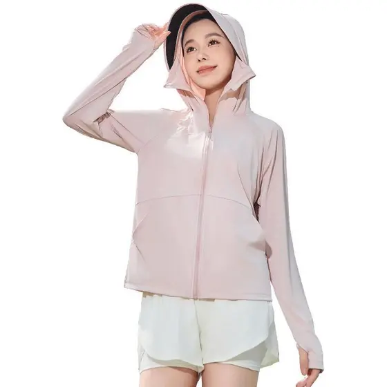 Roupa de proteção solar em seda gelada, novo modelo de verão, corte solto, proteção UV, jaqueta fina, roupa de proteção