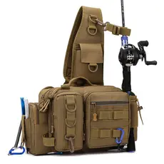 Mochila multifuncional de grande capacidade para iscas, bolsa tática transversal multifuncional para varas, feita de tec