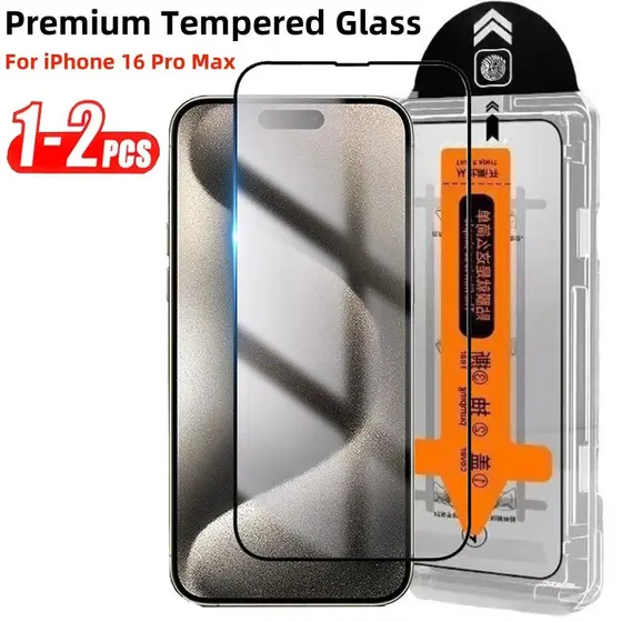 1-2 Pcs Vidro Temperado Premium Para iPhone 17 16 Pro Max 15 16 Plus Fácil Instalação Protetor De Tela Livre De Poeira