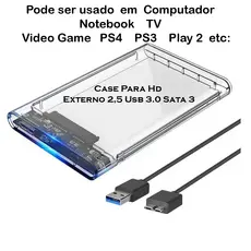 CASE TRANSPARENTE DE HD EXTERNO SSD  SATA 2.5 USB 3.0