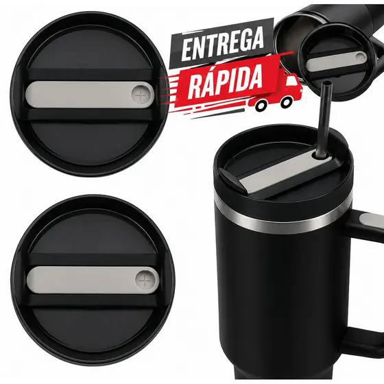 Tampa Antivazamento para Copo Térmico 1200ml Preto