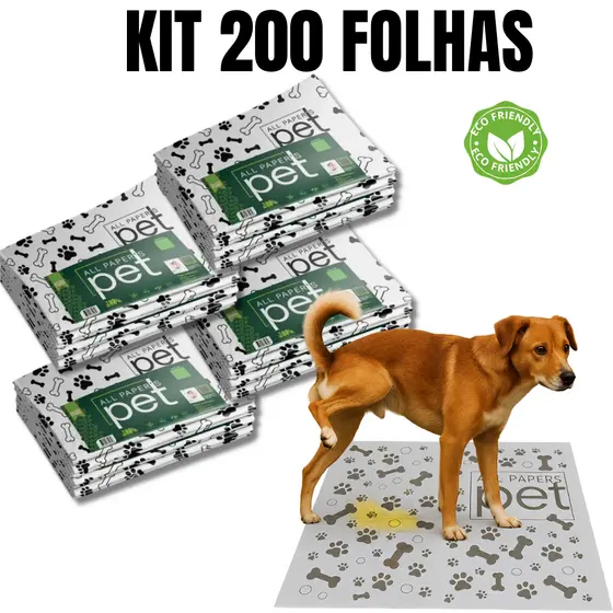 Kit Jornal Pet Higiênico 50/100/150/200 Folhas Grande 64x58cm Biodegradável Atóxico Não Vaza - cachorro - gato