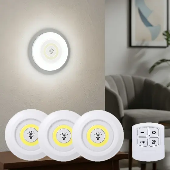 KIT 3/6/9 Lâmpada Luz Noturna Com Sensor LED COB Carregamento Bateria Com Controle Remoto Luz Branca