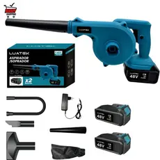 Soprador e Aspirador Luatek 48V Sem Fio 2 Baterias Potente Limpeza de Folhas Carro e Casa Luatek LWJ-267plus