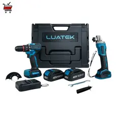 Kit De Ferramentas 2 Em 1 Parafusadeira + Esmerilhadeira 48v Luatek LWJ-297