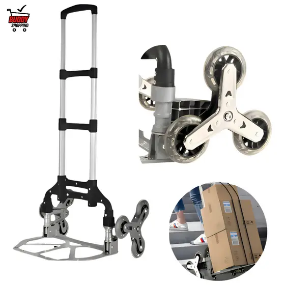 Carrinho de Transporte Profissional para Escada 150kg 6 Rodas Alumínio Dobrável Luatek LWJ-194