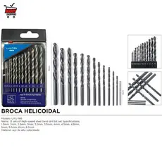 Jogo de Brocas Aço Rápido HSS para Metal Madeira Kit 13 Peças Helicoidal Profissional