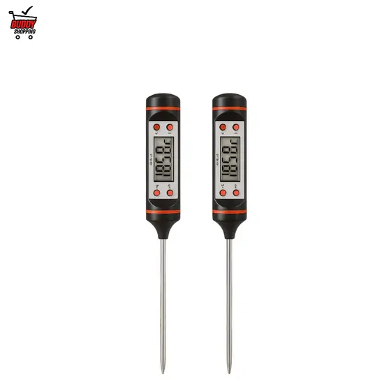 Kit 2 Termômetros Culinário Digital Espeto | Profissional para Temperatura Alimentos & Bebidas