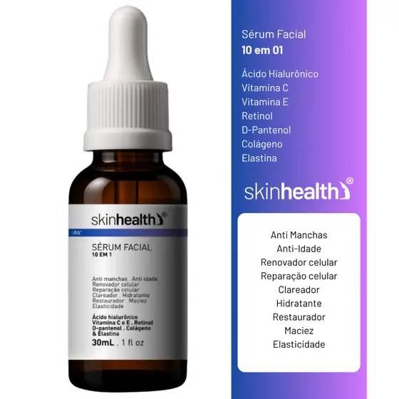 Sérum Facial 10 em 1 - Blend dos melhores ativo para sua pele