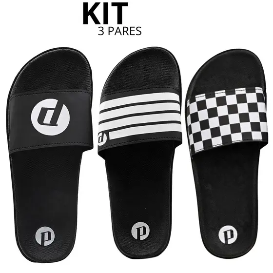 Kit 1 2 e 3 Pares Chinelo Masculino Slide Calce Fácil Confortavel  Macio