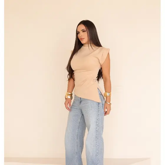 Blusa Regata Feminina Asimetrica Confortavel Tecido Neo prene Tamanho P M G