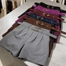 Kit 6 Shorts Alfaiataria Feminino Premium | Cinto + Zíper Lateral | Modela Cintura | P ao GG