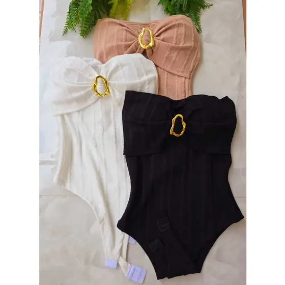 Body Feminino  Bory Tomara Que Caia  Com Fivela e Bojo Ribana