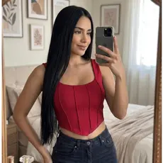 Cropped Feminino Alça Grossa Estilo Corset com Bojo - Tecido Suplex