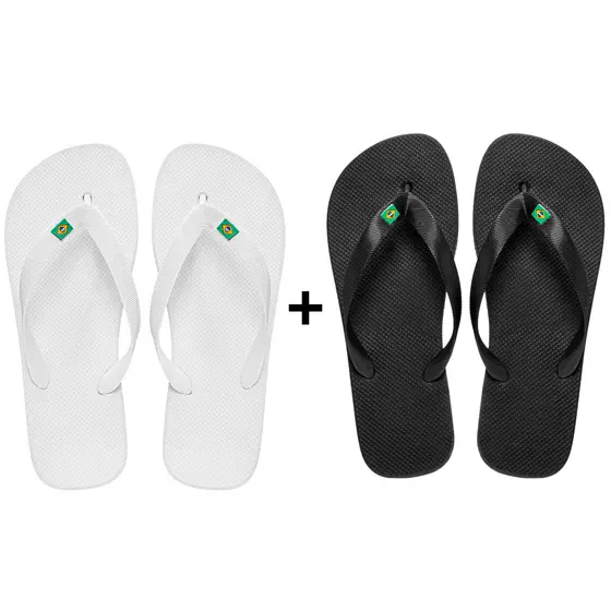 Kit Chinelo Confortável Masculino Feminino Brasil Branco
