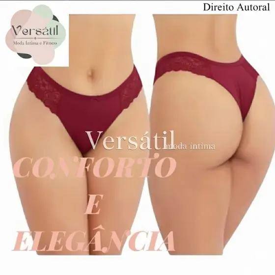 Kit Calcinhas Femininas Tanga Fio Renda Lateral Conforto  Dia a Dia