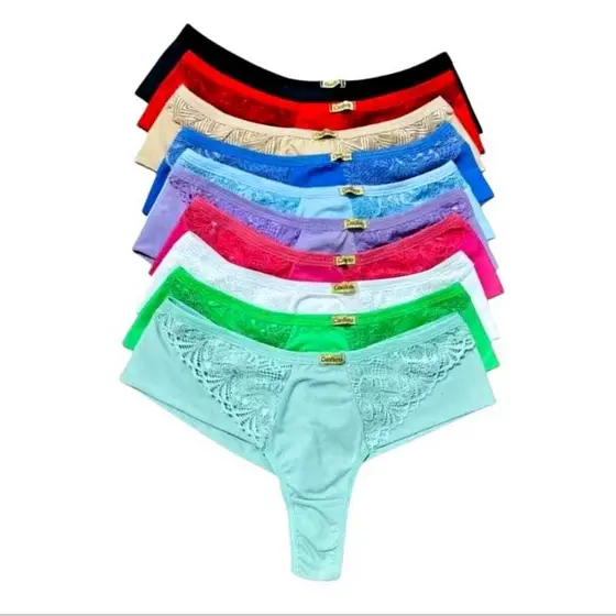 Kit 5 Calcinhas Fio Duplo Não Marca Renda Lateral Dupla Conforto