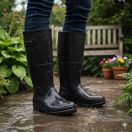 Galocha Bota de Borracha Cano Medio Preta Segurança Chuva
