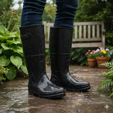 Galocha Bota de Borracha Cano Medio Preta Segurança Chuva