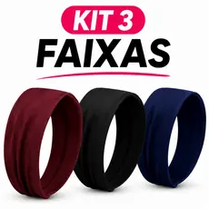 Kit 3 Headband Faixa de Cabelo Feminina Esportiva Elástica Confortável