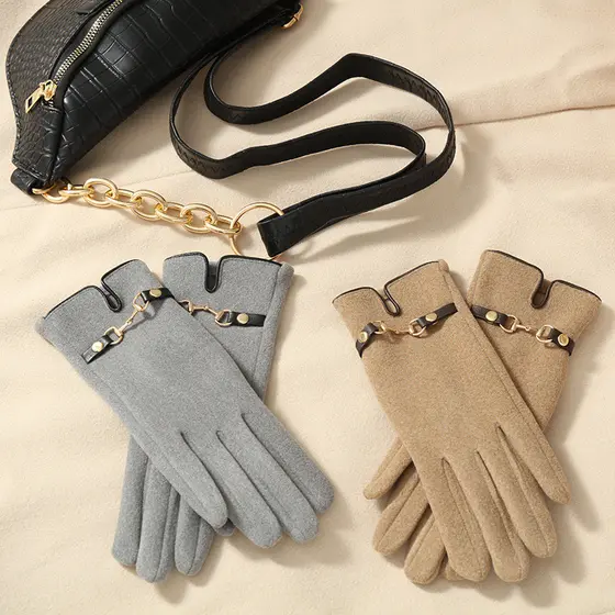 Novas luvas de inverno femininas com forro de lã para maior aquecimento, versão coreana, fofas, resistentes ao frio, luv