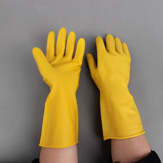 Luvas de Látex Amarelas da Marca Nanyang New Oriental Niu, Impermeáveis, para Lavagem de Roupas e Louça, Resistentes a Á