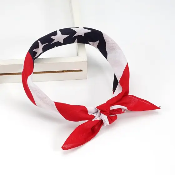 Lenço de cabeça com bandeira americana para homens, vermelho, branco e azul, lenço de pescoço EUQ9