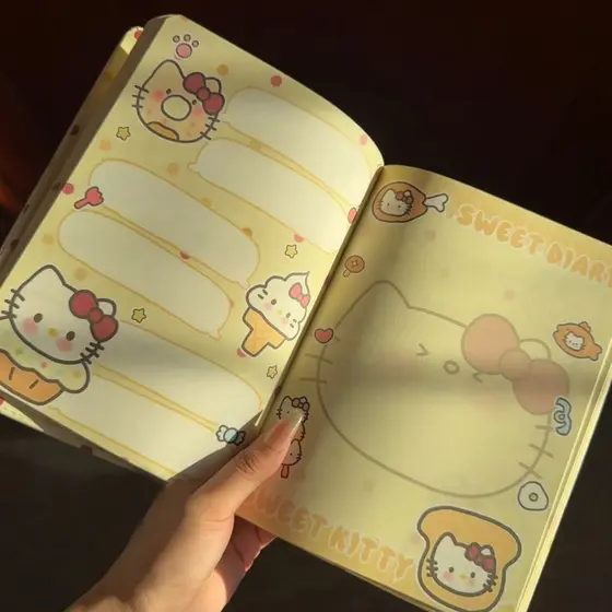 Macio bonito leitoso amarelo bonito gato caderno de couro de alto valor página para colorir livro gato caderno estudante