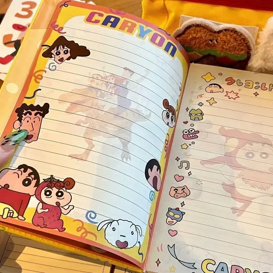 Crayon Shin-Chan Couro Cor Página Interna Notebook A5 Engrossado Diário de Alto Valor Notebook Bonito 6.216.21