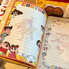 Crayon Shin-Chan Couro Cor Página Interna Notebook A5 Engrossado Diário de Alto Valor Notebook Bonito 6.216.21