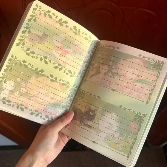 Primavera linda menina caderno de couro bonito doce diário de alto valor página colorida manual notas do estudante 6.216