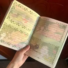 Primavera linda menina caderno de couro bonito doce diário de alto valor página colorida manual notas do estudante 6.216